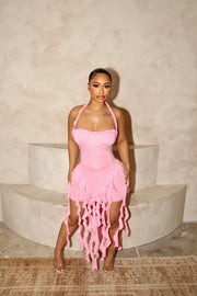 SANAI Ruffle Trim Mini Dress