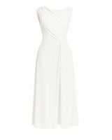 MIREN One-Shoulder Draped High Slit Maxi Dress