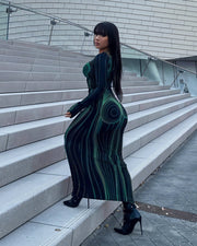 CARLA Backless Slim Round Neck Maxi Dress