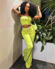 CASHLEY Bandeau Top and Flare Pants Set