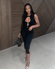 RAFAELA Cutout Keyhole Top & Capri Pant Set