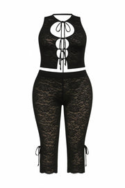 CLARA Cutout Lace-Up Top & Capri Pants Set