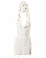 AUDRINA Hooded Tassel Mini Dress