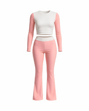 EMELIA Contrast Long Sleeve Top & Flare Pants Set