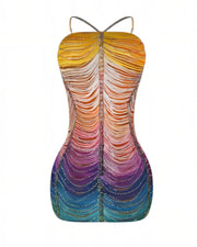 EMANY Rhinestone Embellished Gradient Mini Dress