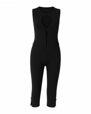 RAFAELA Cutout Keyhole Top & Capri Pant Set