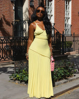 VESPERA Ribbed Knit Crop Top & Pleated Maxi Skirt Set