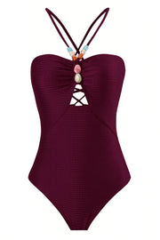 LOTTIE Beaded One-Piece Swimsuit & Tie Maxi Skirt Set