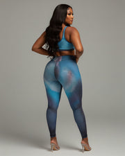 ELAINE Abstract Striped Crop Top & Leggings Set
