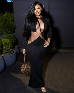 PARKER Long Sleeve Cut-out Maxi Dress