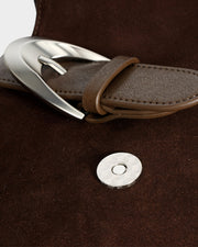 RIVARA Faux Suede Buckle Strap Shoulder Bag