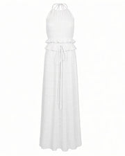 CHRISTINE Sheer Ruched Halter Top and Maxi Skirt Set