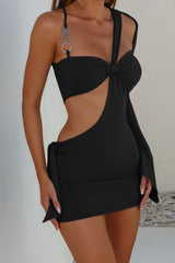 CAPRI One-Shoulder Cut-Out Bodycon Mini Dress