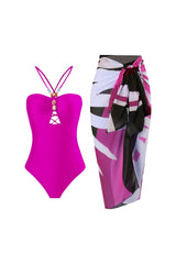 LOTTIE Beaded One-Piece Swimsuit & Tie Maxi Skirt Set