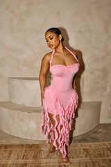 SANAI Ruffle Trim Mini Dress
