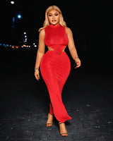QUEENIE High-Neck Maxi Dress