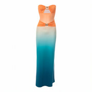 ROSANA Strapless Cut-Out Detail Maxi Dress