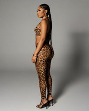 NIA Leopard Cut-out Top & Leggings Set
