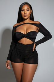 ESMERIA Off-Shoulder Cutout Ruched Romper