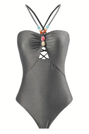 LOTTIE Beaded One-Piece Swimsuit & Tie Maxi Skirt Set