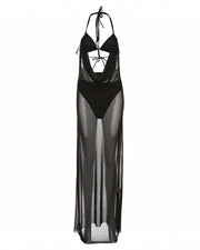 FLORYN Sheer Halter Maxi Dress & Bikini Set