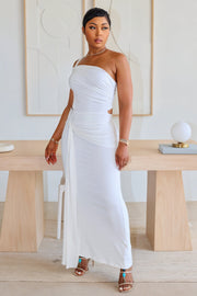 CARMEN Asymmetric Ruched Cutout Maxi Dress