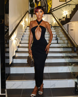ALYSSA Halter Neck Slim Maxi Dress