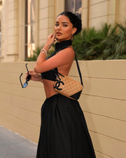 EYANE Collar Crop Top & Maxi Skirt Set