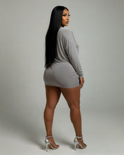 MONA Deep V-neck Long-Sleeve Mini Dress