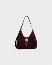 RIVARA Faux Suede Buckle Strap Shoulder Bag