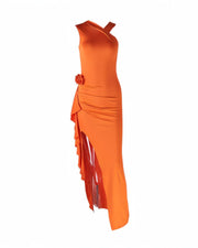 ORISSA High-Slit Rose Detail Maxi Dress