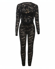 ZARIYAH Heart Detail Lace Jumpsuit