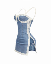 ROSALINA Lace Trim Mini Dress