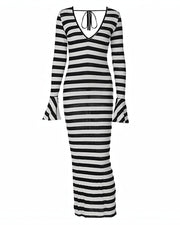MELINA Striped Backless Maxi Dress