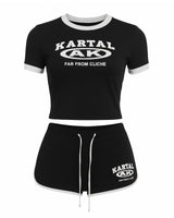 MERRYN Graphic Print Crop Top & Shorts Set