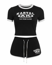 MERRYN Graphic Print Crop Top & Shorts Set
