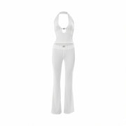 SIANE Halter Cutout Top & Studded Pant Set