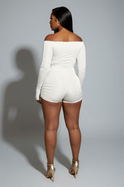 ESMERIA Off-Shoulder Cutout Ruched Romper