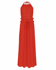 CHRISTINE Sheer Ruched Halter Top and Maxi Skirt Set