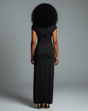 AZMIRA Ruched High-Slit Maxi Dress