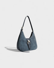 RIVARA Faux Suede Buckle Strap Shoulder Bag