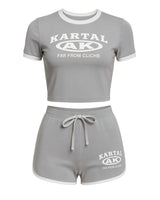 MERRYN Graphic Print Crop Top & Shorts Set