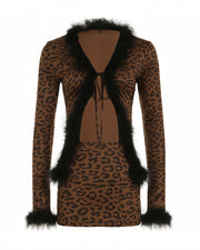 JADE Trimmed Faux Fur Leopard Set