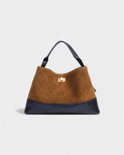 ELVIERA Quilted Faux Suede Handle Bag