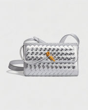 CLEO Mini Woven Gold Lock Accent Shoulder Bag