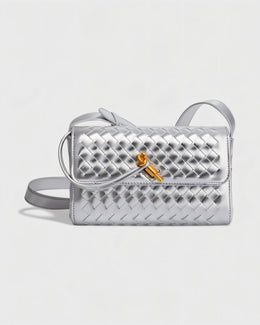 CLEO Mini Woven Gold Lock Accent Shoulder Bag
