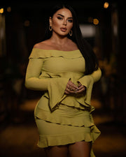 JANINE Ruffled Off Shoulder Mini Dress