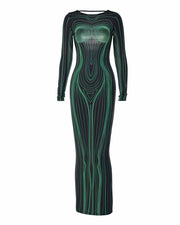 CARLA Backless Slim Round Neck Maxi Dress