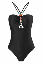 LOTTIE Beaded One-Piece Swimsuit & Tie Maxi Skirt Set
