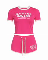 MERRYN Graphic Print Crop Top & Shorts Set